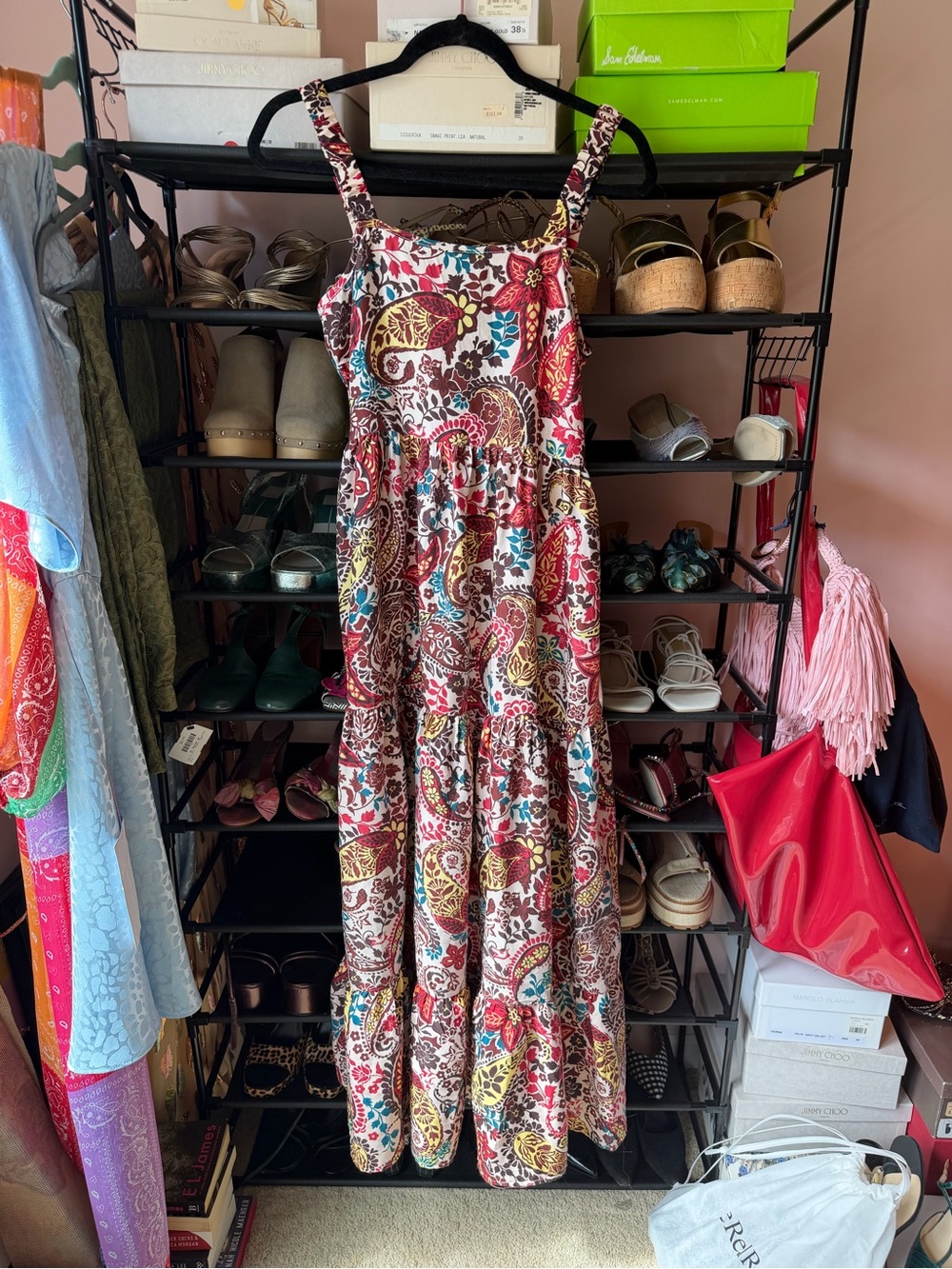 Boho Floral Paisley Maxi Dress - Red Multi